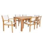 Söögilauakomplekt BALI laud 220x100xH75cm, 6 tooli 62x62xH91cm, tiikpuit Söögilaua komplektid Garden