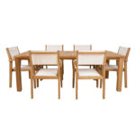 Söögilauakomplekt BALI laud 220x100xH75cm, 6 tooli 62x62xH91cm, tiikpuit Söögilaua komplektid Garden