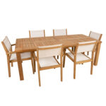 Söögilauakomplekt BALI laud 220x100xH75cm, 6 tooli 62x62xH91cm, tiikpuit Söögilaua komplektid Garden