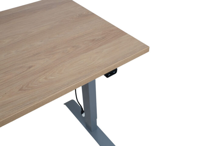 Töölaud ERGO 1-mootoriga 140x70xH71-121cm, hikkoripuu/hõbehall Kirjutuslauad ERGO
