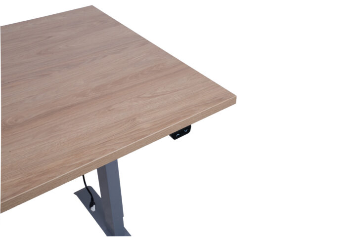 Töölaud ERGO 1-mootoriga 160x80xH71-121cm, hikkoripuu/hõbehall Kirjutuslauad ERGO