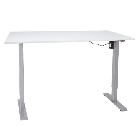 Töölaud ERGO 1-mootoriga 140x80xH71-121cm, hallikasvalge, melamiinplaat Kirjutuslauad ERGO