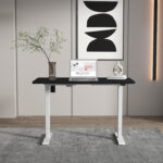 Töölaud ERGO 1-mootoriga 140x80xH71-121cm, must/hõbehall Kirjutuslauad ERGO