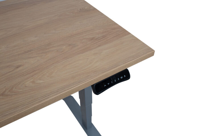 Töölaud ERGO 2-mootoriga 140x70xH60-125cm, hikkoripuu/hõbehall Kirjutuslauad ERGO