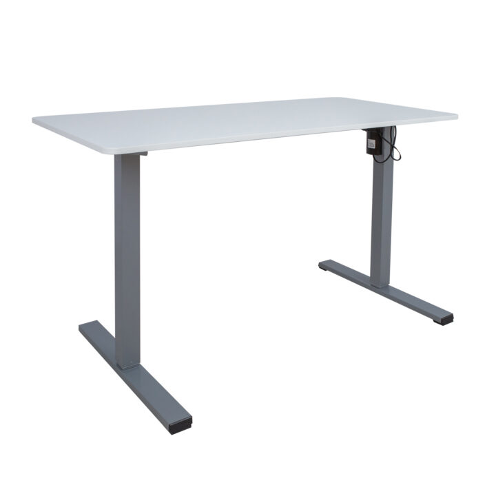 Töölaud ERGO OPTIMAL 1-mootoriga 120x60xH71-116cm, valge/hõbehall Kontorimööbel ERGO