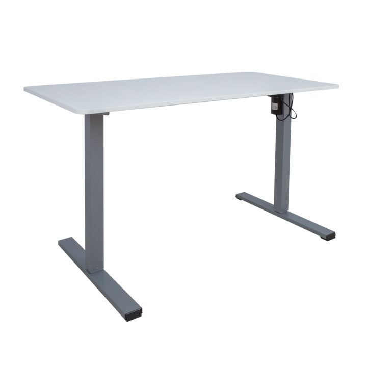 Töölaud ERGO OPTIMAL 1-mootoriga 120x60xH71-116cm, valge/hõbehall Kontorimööbel ERGO