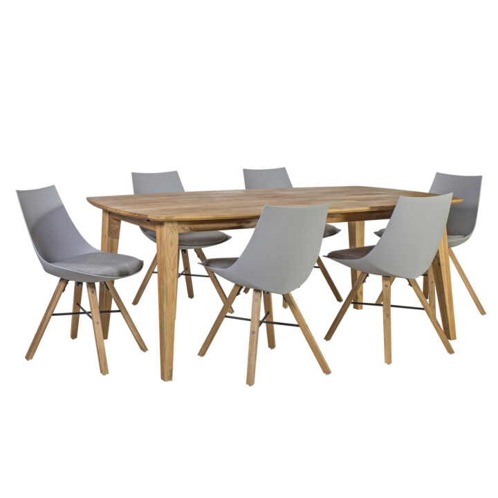 Söögilauakomplekt RETRO 6-tooliga (37022) 190x90xH75cm, puit: tamm, viimistlus: õlitatud. Pikendatavad söögilauad H02-100 Söögilaua komplektid