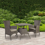 Aiamööblikomplekt PALOMA laud 74x74xH72,5cm, 2 tooli 57x59xH90cm, terasraam, plastikpunutis Rõdumööbel Garden