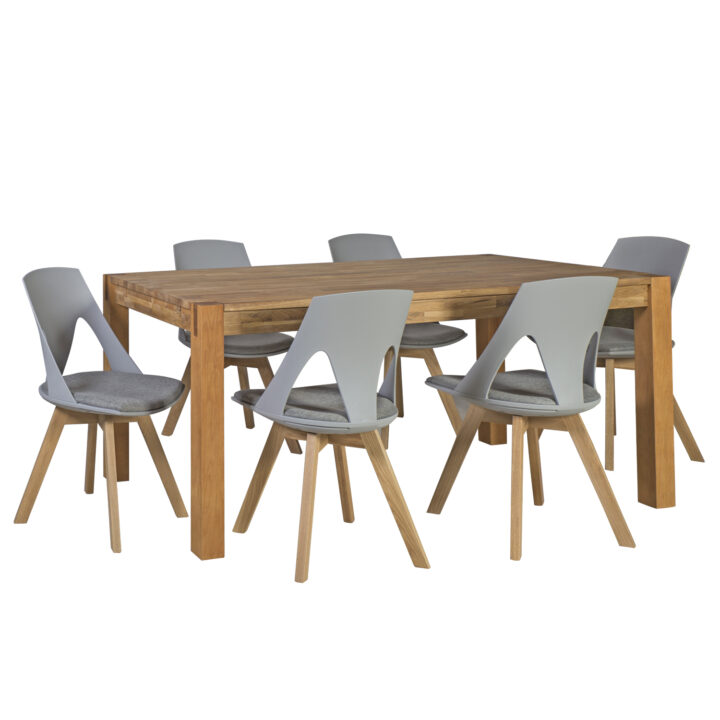 Söögilauakomplekt CHICAGO NEW 6-tooliga (37036) lauaplaat: naturaalse tammespooniga MDF, viimistlus: õlitatud Pikendatavad söögilauad CHICAGO