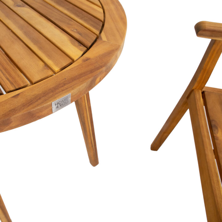 Aiamööblikomplekt FLORIAN laud D70xH75cm, 2 tooli 65x59xH85cm, akaatsiapuit Rõdukomplektid Esilehe tooted