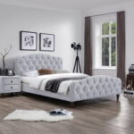 Voodi SANDRA 160x200cm, madratsiga HARMONY TOP, helehall Magamistuba 160x200