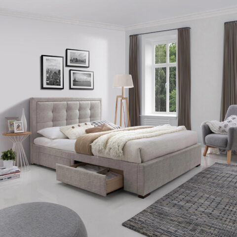 Voodi DUKE madratsiga HARMONY DUO 160x200cm, beež Magamistuba 160x200