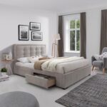 Voodi DUKE madratsiga HARMONY DELUX 160x200cm, beež Magamistuba 160x200