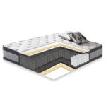 Voodi GRACE 160x200cm, madratsiga HARMONY DUO, tumehall Magamistuba Voodid madratsiga
