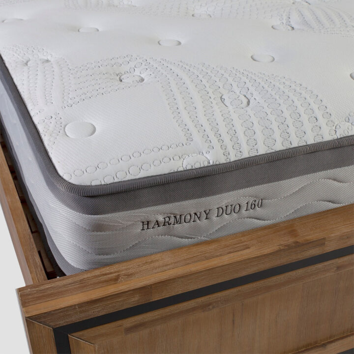 Voodi GRACE 160x200cm, madratsiga HARMONY DUO, tumehall Magamistuba Voodid madratsiga