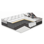 Voodi POEM madratsiga HARMONY TOP 160x200cm, tumehall Magamistuba PERFECT SLEEP