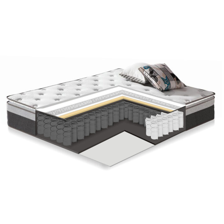 Voodi POEM madratsiga HARMONY TOP 160x200cm, tumehall Magamistuba PERFECT SLEEP