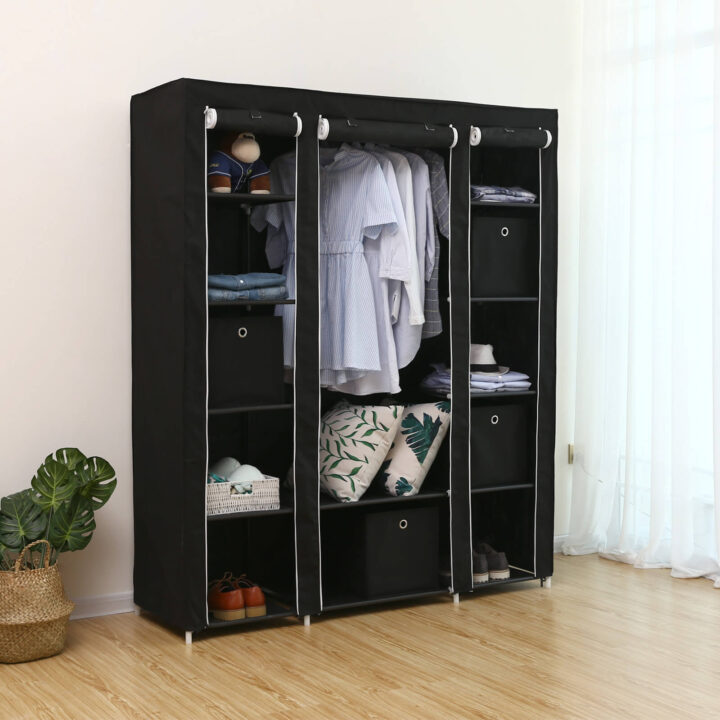 Garderoob 150x45x175cm, must Pesukorvid ja hoiukastid