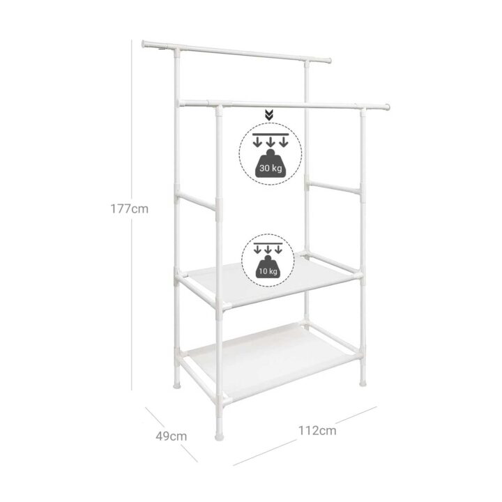 Riiderest 114x45x171cm, valge Riidestanged ja nagid