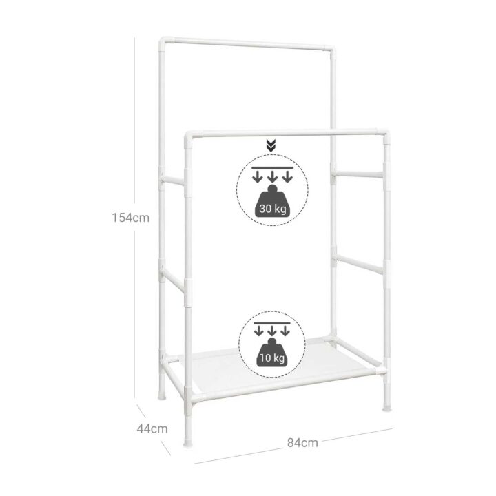 Riiderest 85×46.5x157cm, valge Riidestanged ja nagid