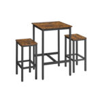Baarilaua komplekt Table: 60x60x90cm Stool: 40x30x65cm, vintage pruun/must Baaripukid ja baarilauad
