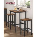 Baarilaua komplekt Table: 60x60x90cm Stool: 40x30x65cm, vintage pruun/must Baaripukid ja baarilauad