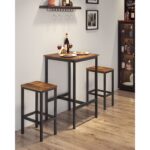 Baarilaua komplekt Table: 60x60x90cm Stool: 40x30x65cm, vintage pruun/must Baaripukid ja baarilauad