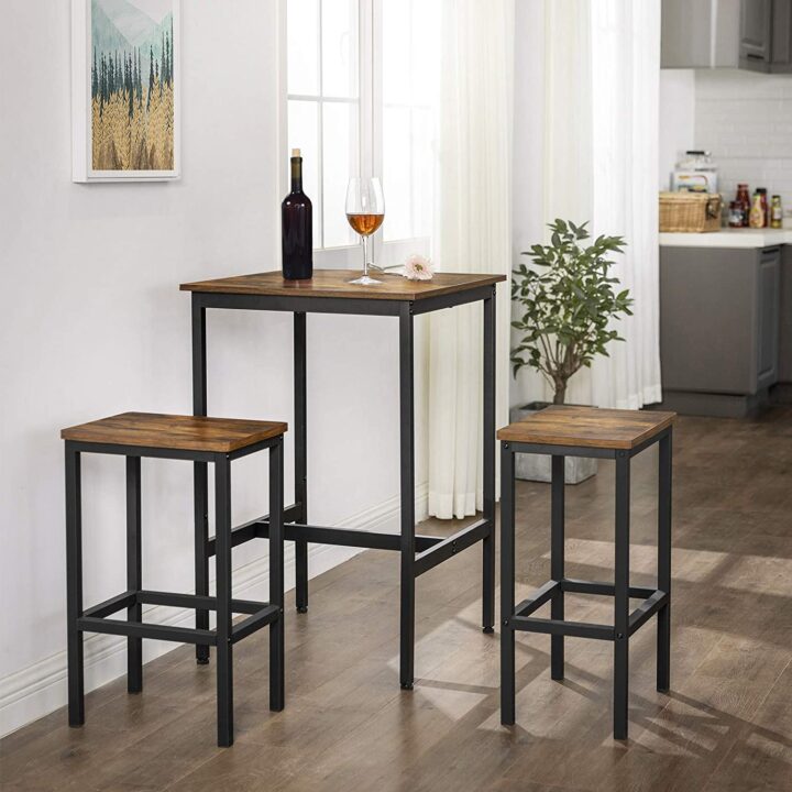 Baarilaud 60x60x92cm, antiikne, must Baarilauad