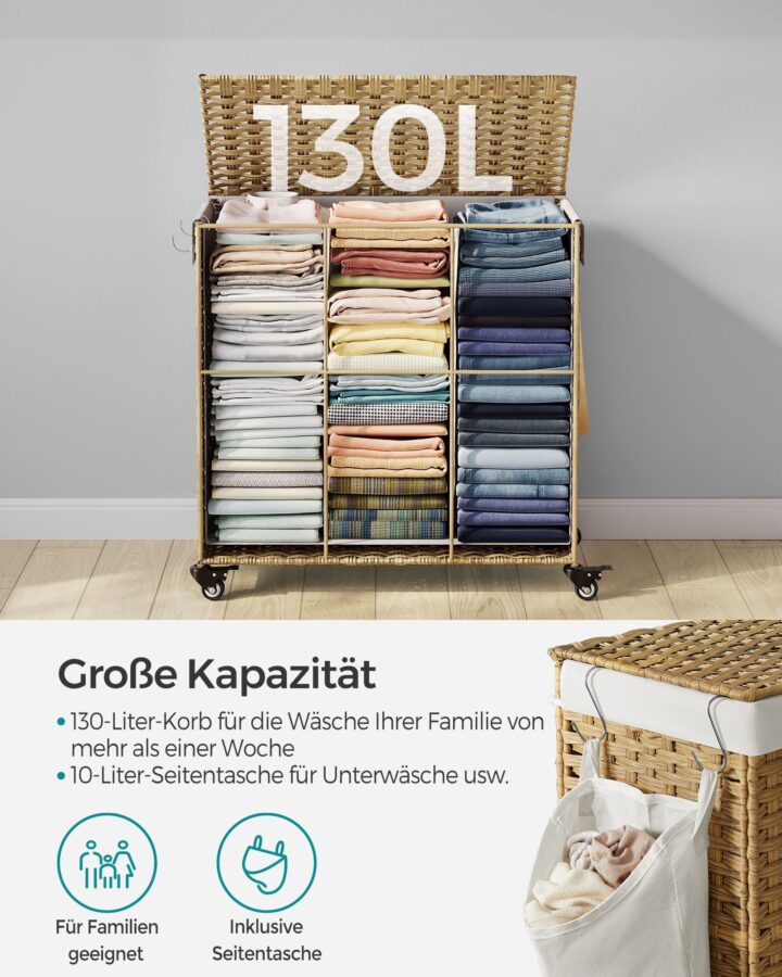 Pesukorv 66x33x66cm, looduslik, valge Pesukorvid