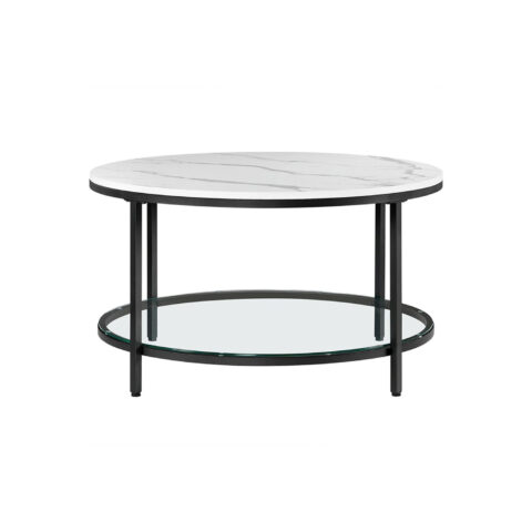 Kohvilaud 80x80x46cm, valge marmori välimus, must raam Diivanilauad