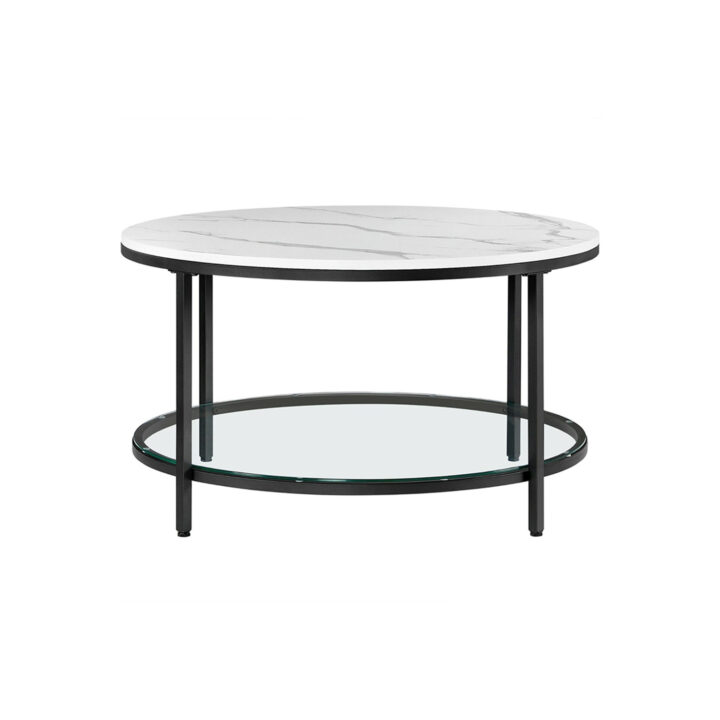 Kohvilaud 80x80x46cm, valge marmori välimus, must raam Diivanilauad
