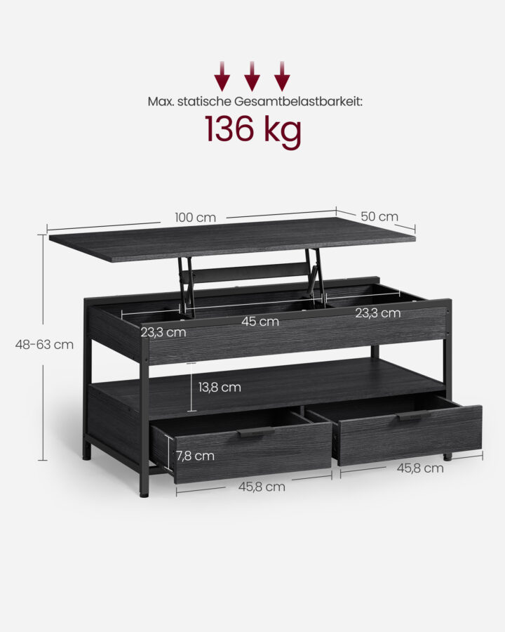 Kohvilaud 100x50x(48-63)cm Diivanilauad