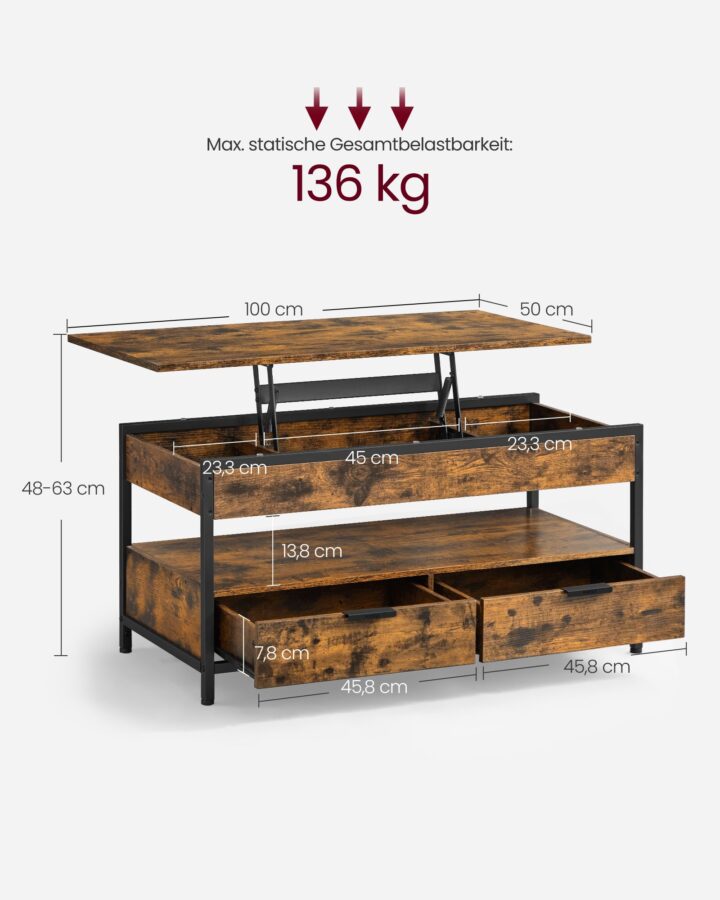 Kohvilaud 100x50x(48-63)cm Diivanilauad
