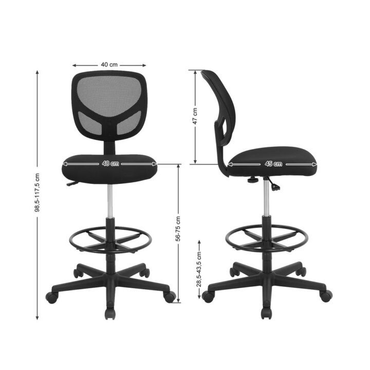 Joonistustool 64x64x(97-117) cm, must Kontoritoolid