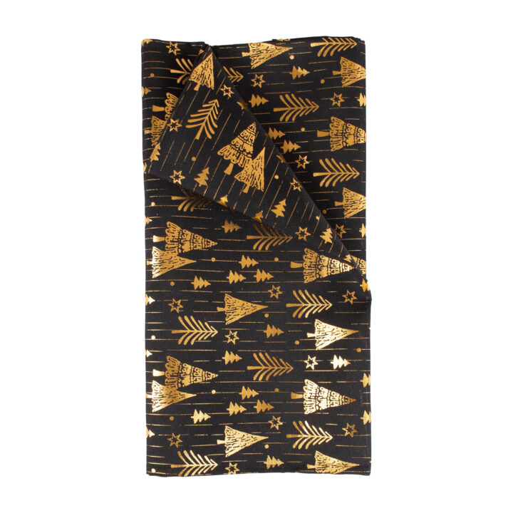 Linik GLORY 45x116cm, kuldsed kuused, 100% polüester, kangas 404 Jõulud Laudlinad ja linikud
