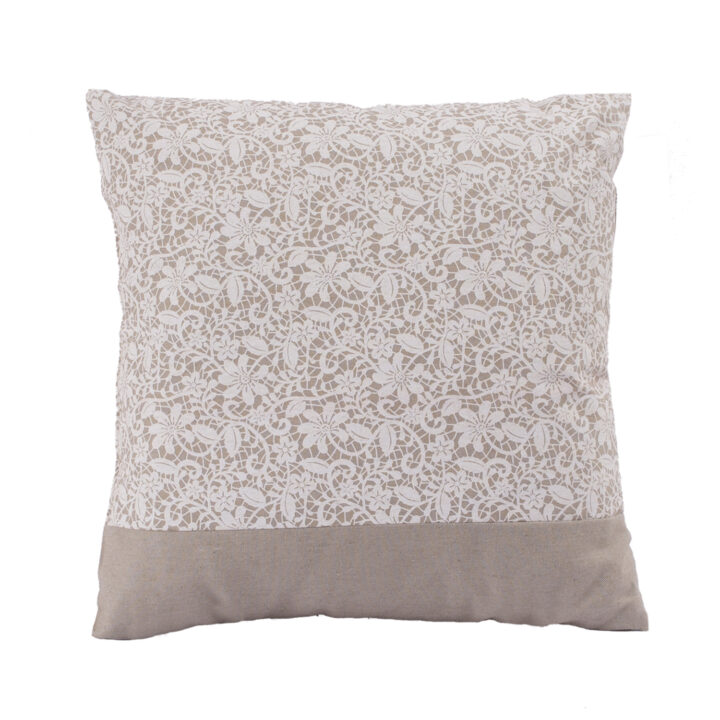 Padi MUNRO 2, 45x45cm, valge pitsi motiiv/beež, 50%puuvill, 50%polüester, kangas 250/164 Dekoratiivpadjad Dekoratiivpadjad