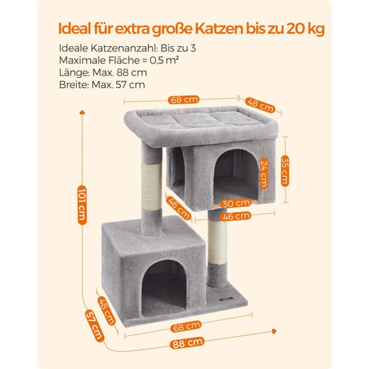 Kassipuu 68x48x101cm, helehall Kasside kraapimis- ja ronimispuud