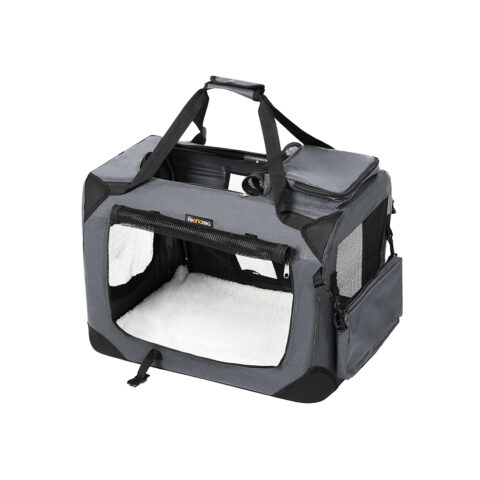 Koera transpordikott 60x42x42cm, hall, must Kasside transportkorvid ja puurid