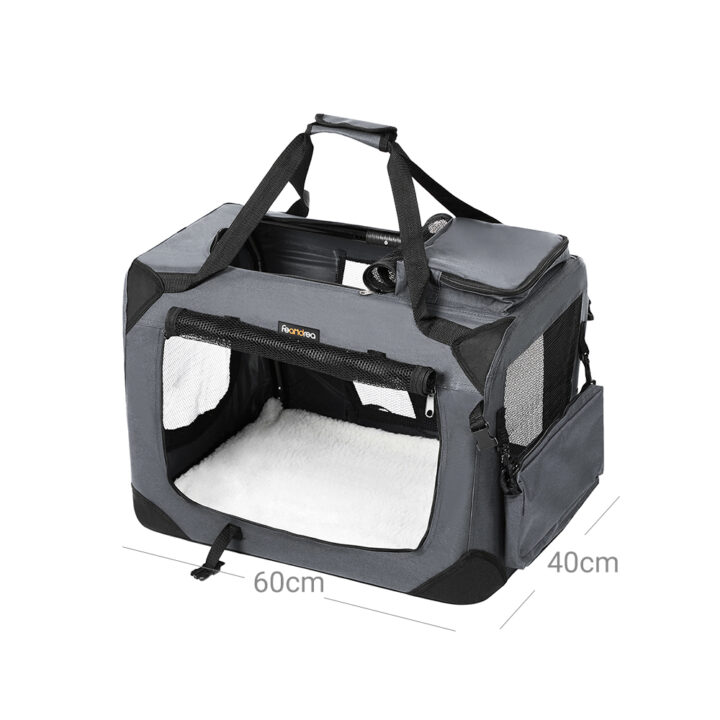Koera transpordikott 60x42x42cm, hall, must Kasside transportkorvid ja puurid