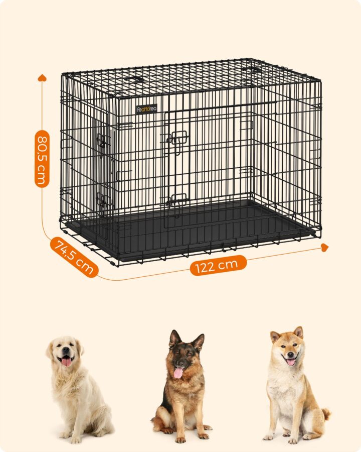 Koerapuur 122×74.5×80.5cm, must Transportkorvid ja puurid koertele