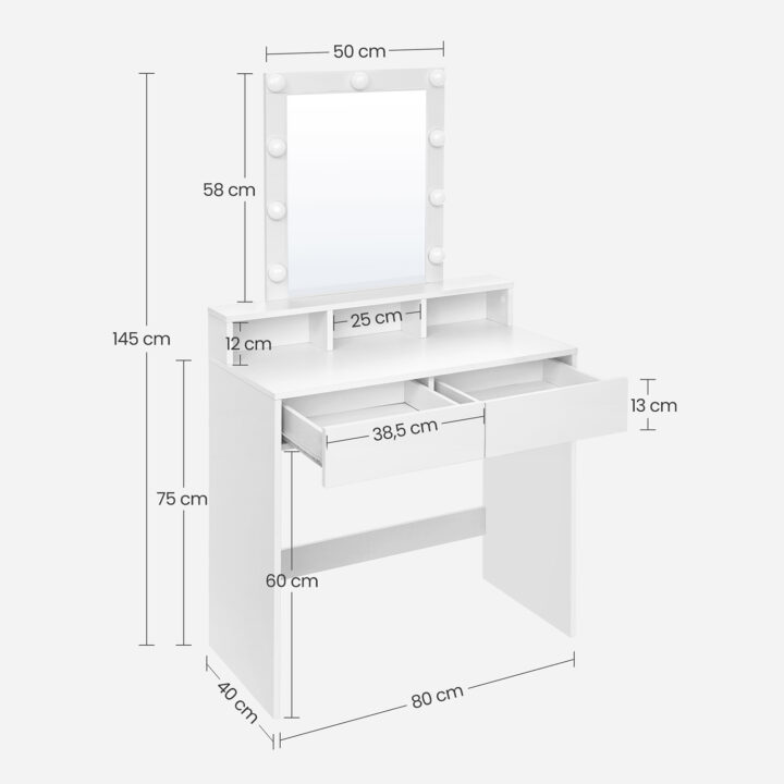 Tualettlaud 80x40x145cm, valge Meigilauad