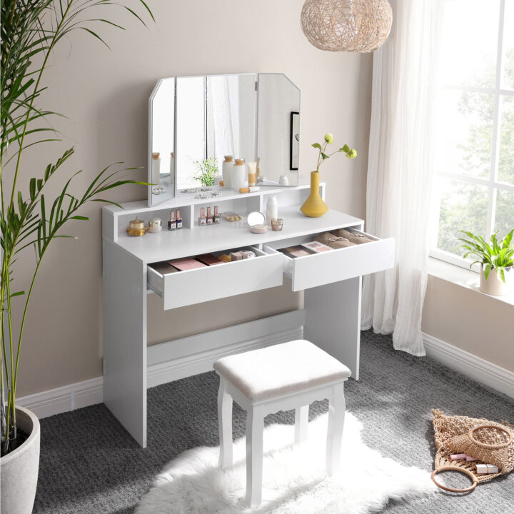 Tualettlaud 100x40x142cm, valge Meigilauad
