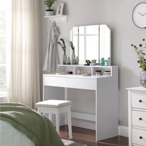 Tualettlaud 100x40x142cm, valge Meigilauad