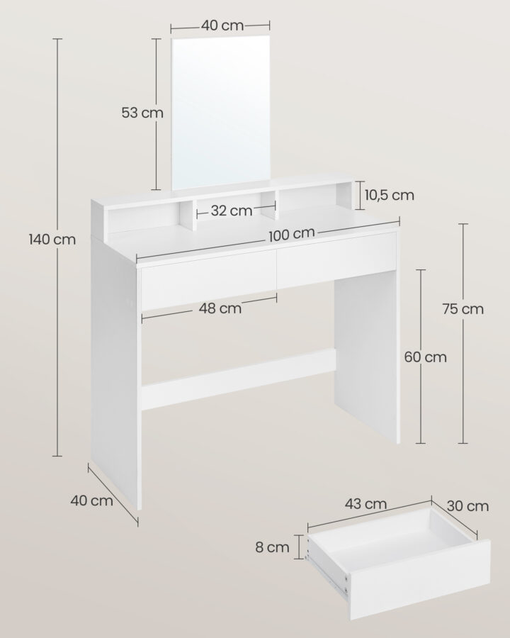 Tualettlaud 100x40x140cm Meigilauad