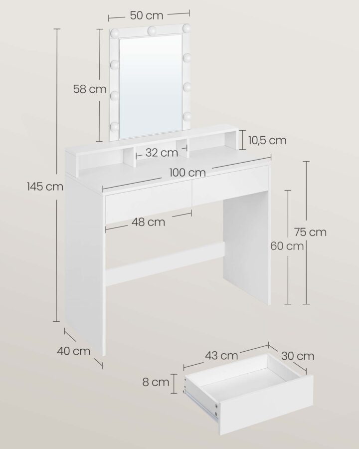 Tualettlaud 100x40x145cm Meigilauad