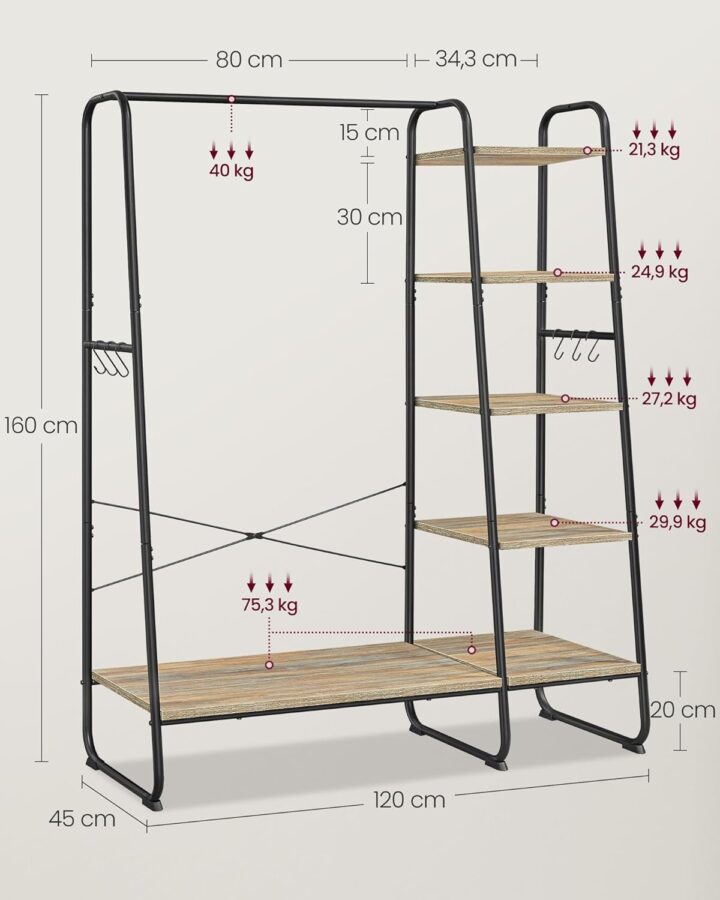 Riidenagid 120x45x160cm Riidestanged ja nagid