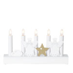 Advendiküünal JULIA 5-LED 28xH15cm, inglid, puidust, valge Advendiküünlad Advendiküünlad