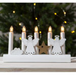 Advendiküünal JULIA 5-LED 28xH15cm, inglid, puidust, valge Advendiküünlad Advendiküünlad