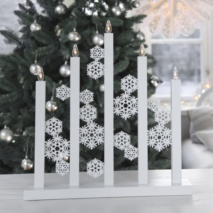 Advendiküünal SNOWFALL, 5LED, 46xH48cm, valge Elektriküünlad Elektriküünlad