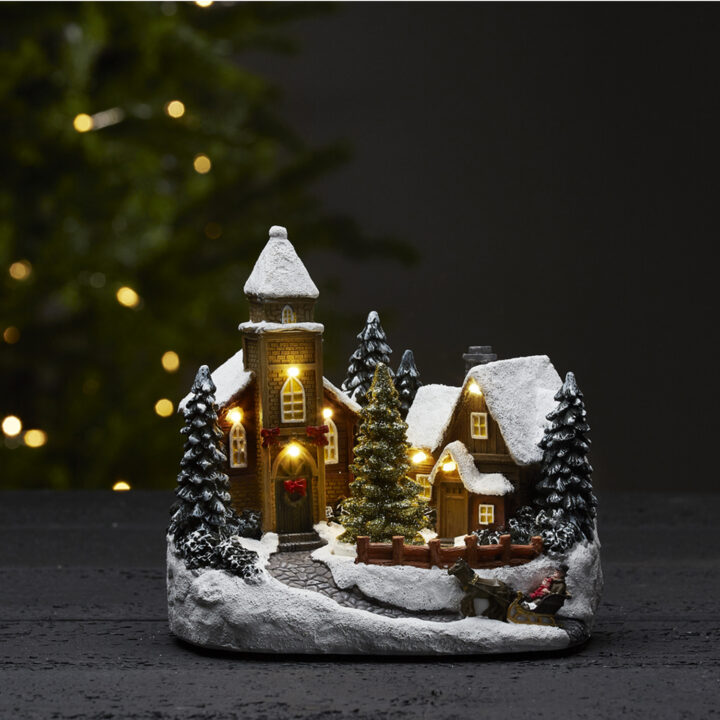 Jõuludekoratsioon CHURCHVILLE 19x13xH18cm, küla LED-valgusega, värviline, taimer 6h Jõulud Jõulukaunistused